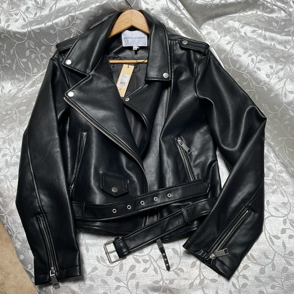 Rebecca Minkoff black size Large Moto Jacket large vegan leather